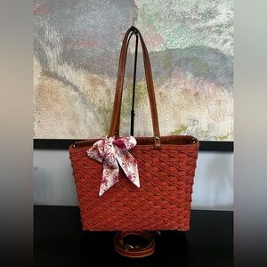 Patricia Nash Coral Woven Tote Bag
